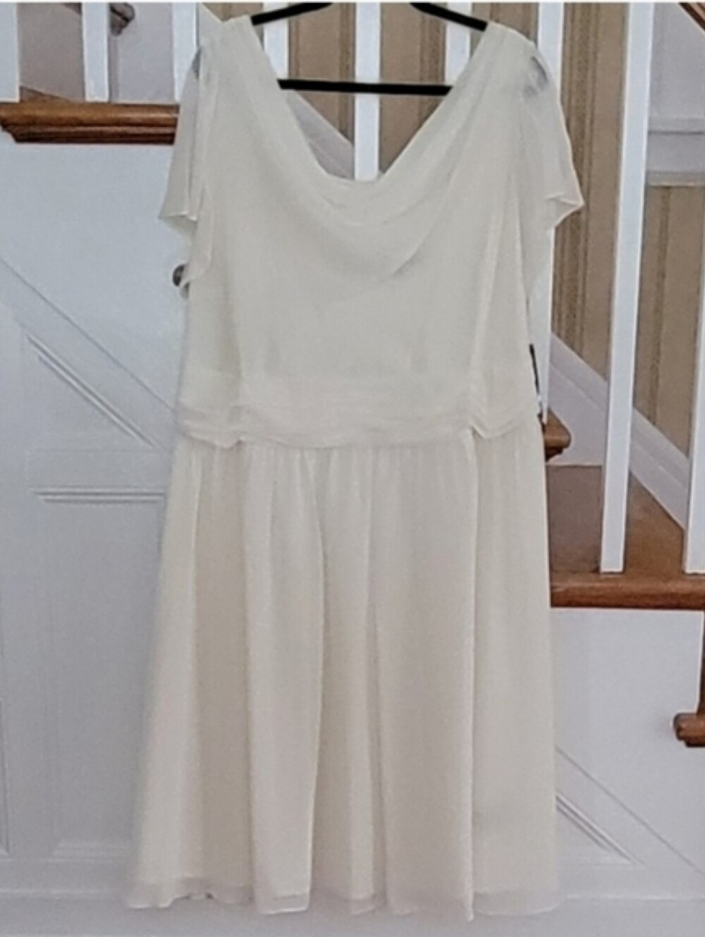 S.L. FASHIONS Macy's Drape Ivory Shortsleeve Dress Plus Size 22W